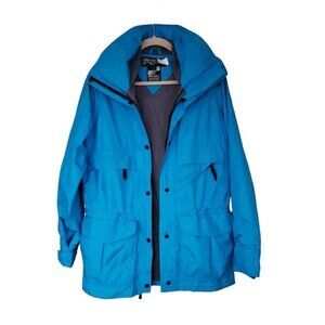 Vintage JanSport 80s 90s blue ski hiking rain windbreaker nylon jacket